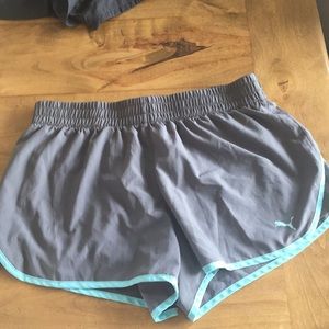 Grey and blue puma workout shorts size large